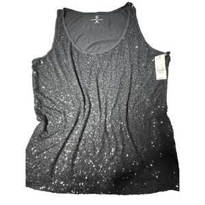 NY&C Sequin Tank Top Sleeveless Sparkly Party Top‎ XLARGE